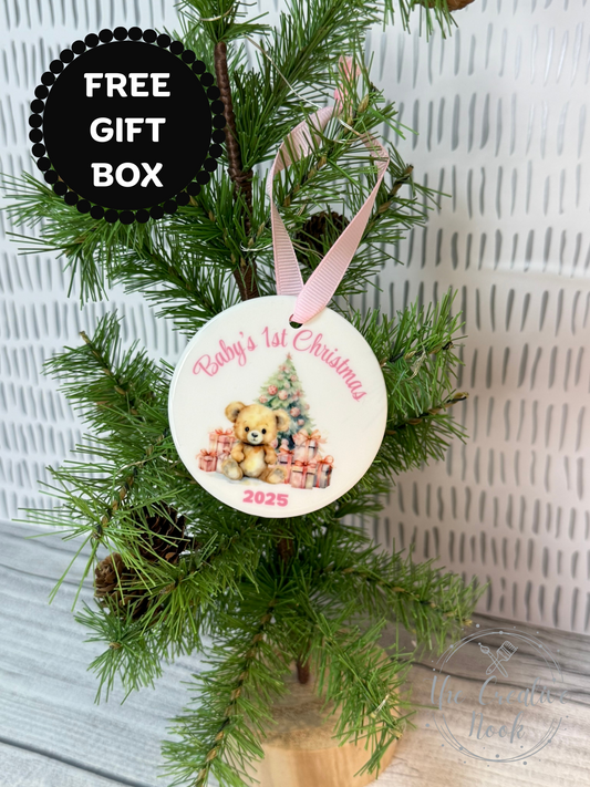 Baby's First Christmas Ornament; Baby Girl Ornament; Newborn Gift; Baby Stocking Stuffer