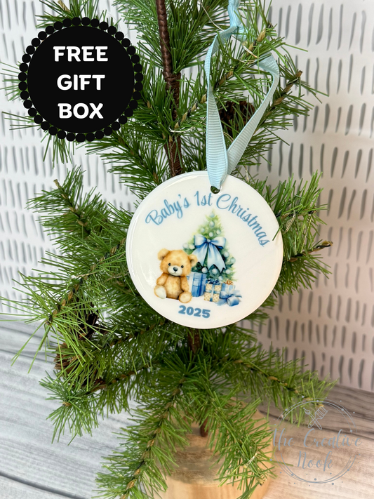 Baby's First Christmas Ornament; Baby Boy Ornament; Newborn Gift; Baby Stocking Stuffer