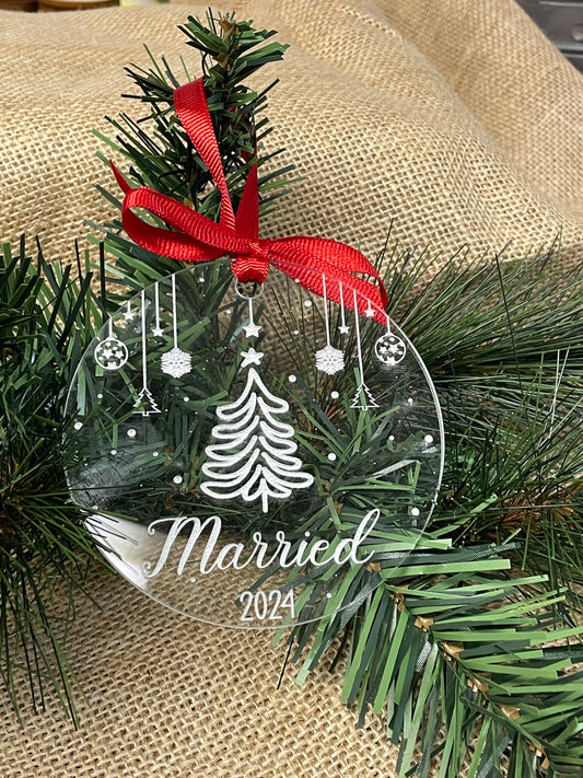 Married Christmas Ornament; Just Married Ornament; Engagement Gift; Newlywed Gift
