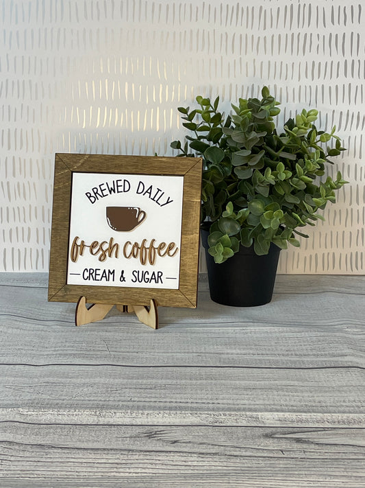 Fresh Coffee, Brewed Daily- Coffee Interchangeable Tiles