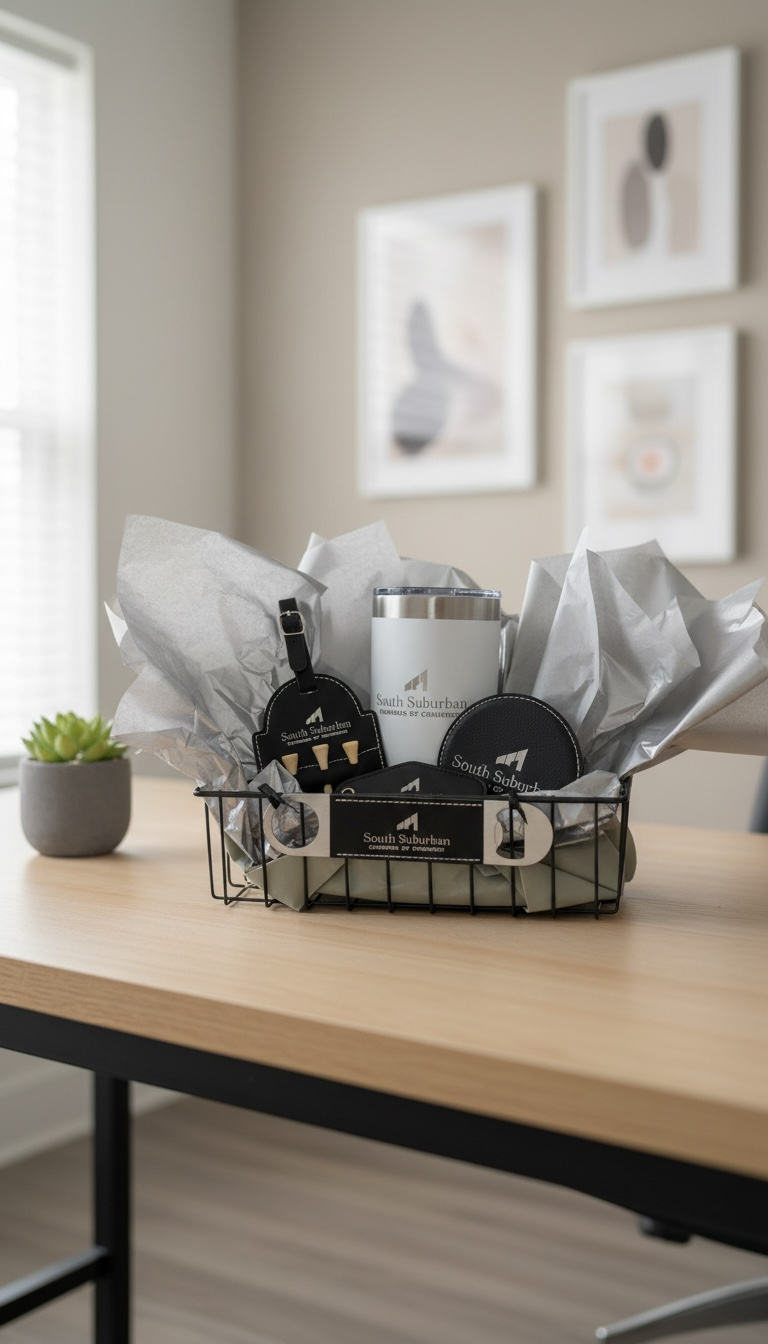 gift basked with branded gifts