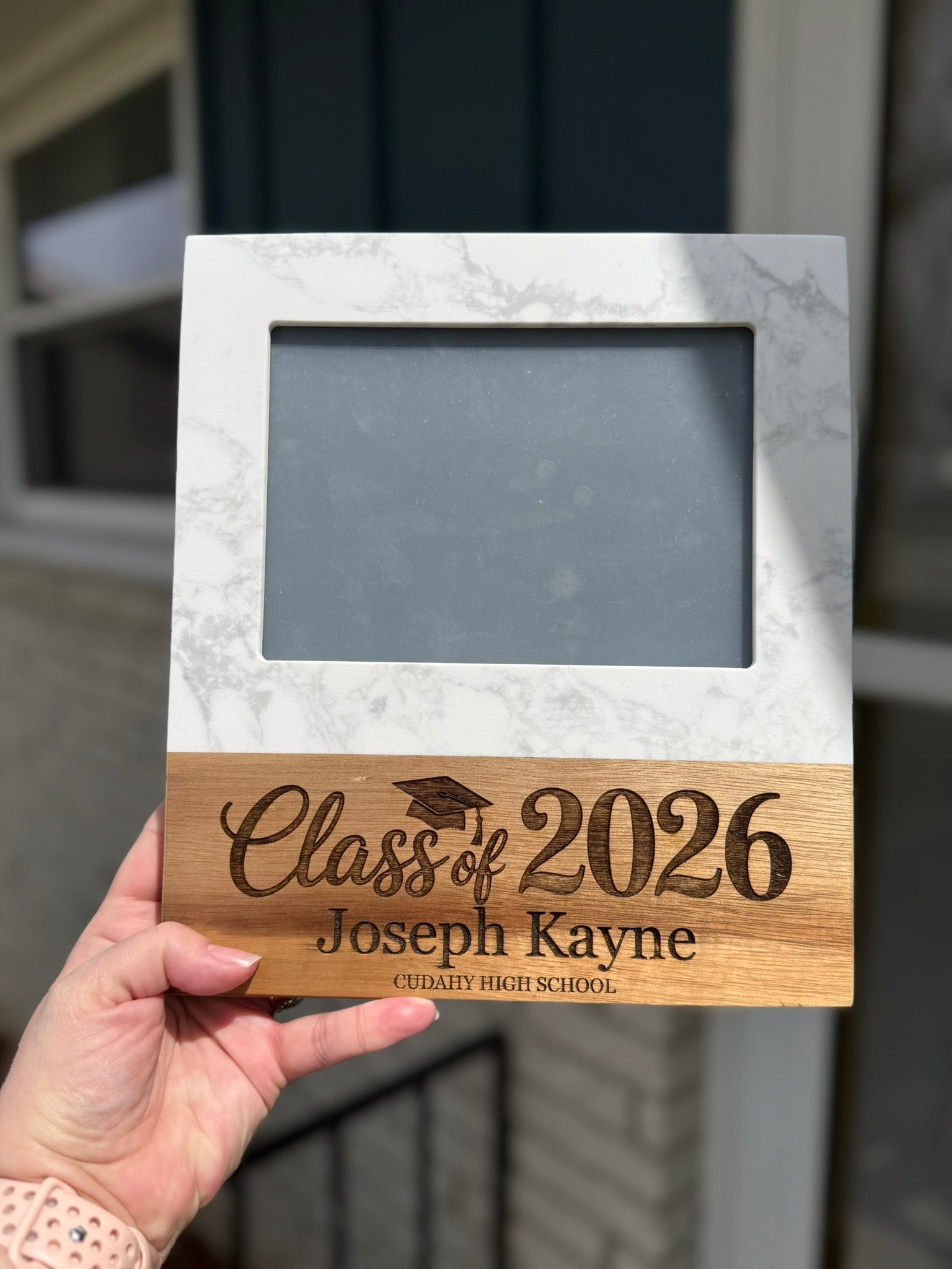 Personalized Class of 2026 graduation marble frame