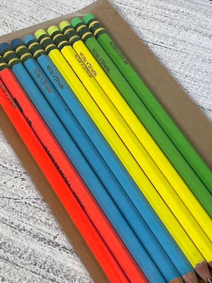 Set of 10 personalized #2 pencils with custom names engraved for school