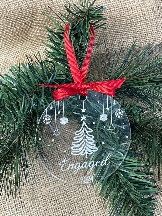 Engaged Christmas Ornament; We Are Engaged Ornament; Engagement Gift; Newly Wed Gift
