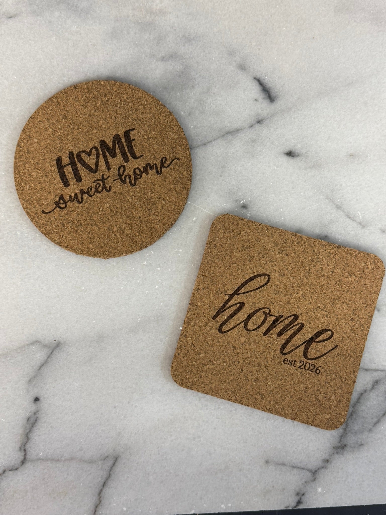 Custom engraved cork coasters with business logo for corporate gifts