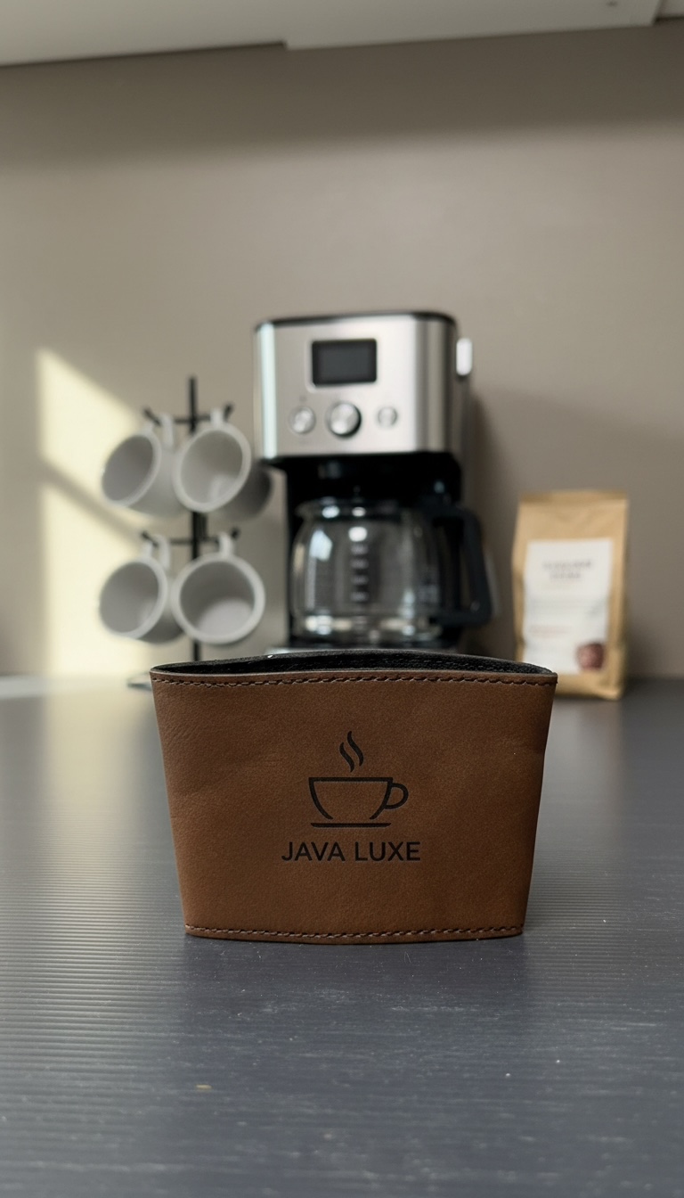 Premium leatherette coffee sleeve for employee appreciation gifts