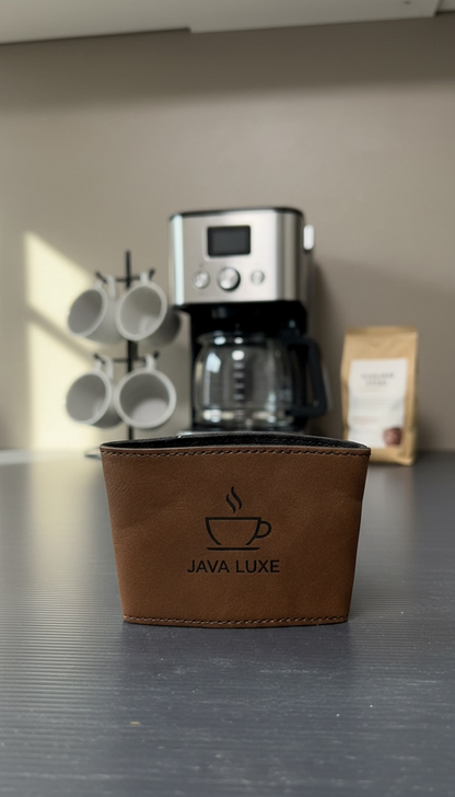 Premium leatherette coffee sleeve for employee appreciation gifts