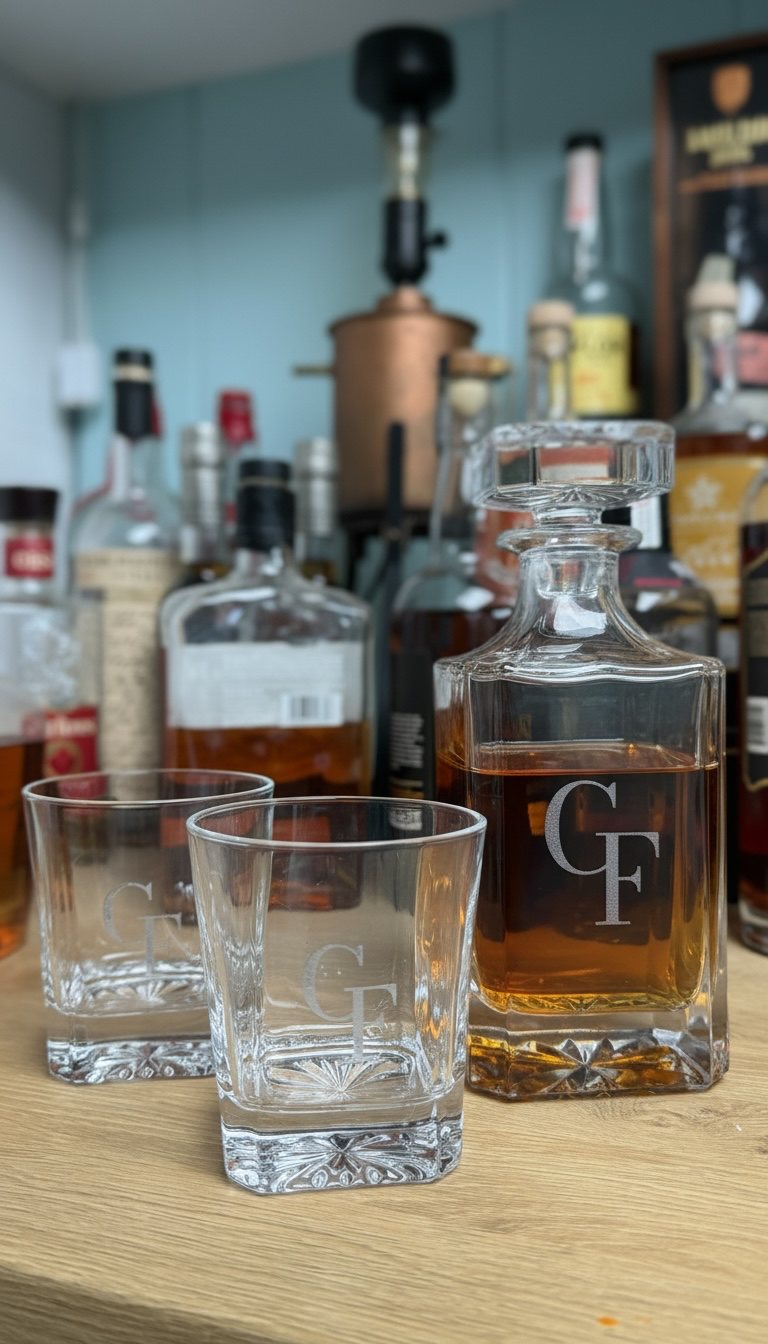 Engraved whiskey decanter for a corporate or executive gift