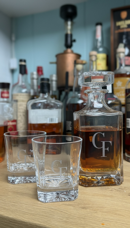 Engraved whiskey decanter for a corporate or executive gift