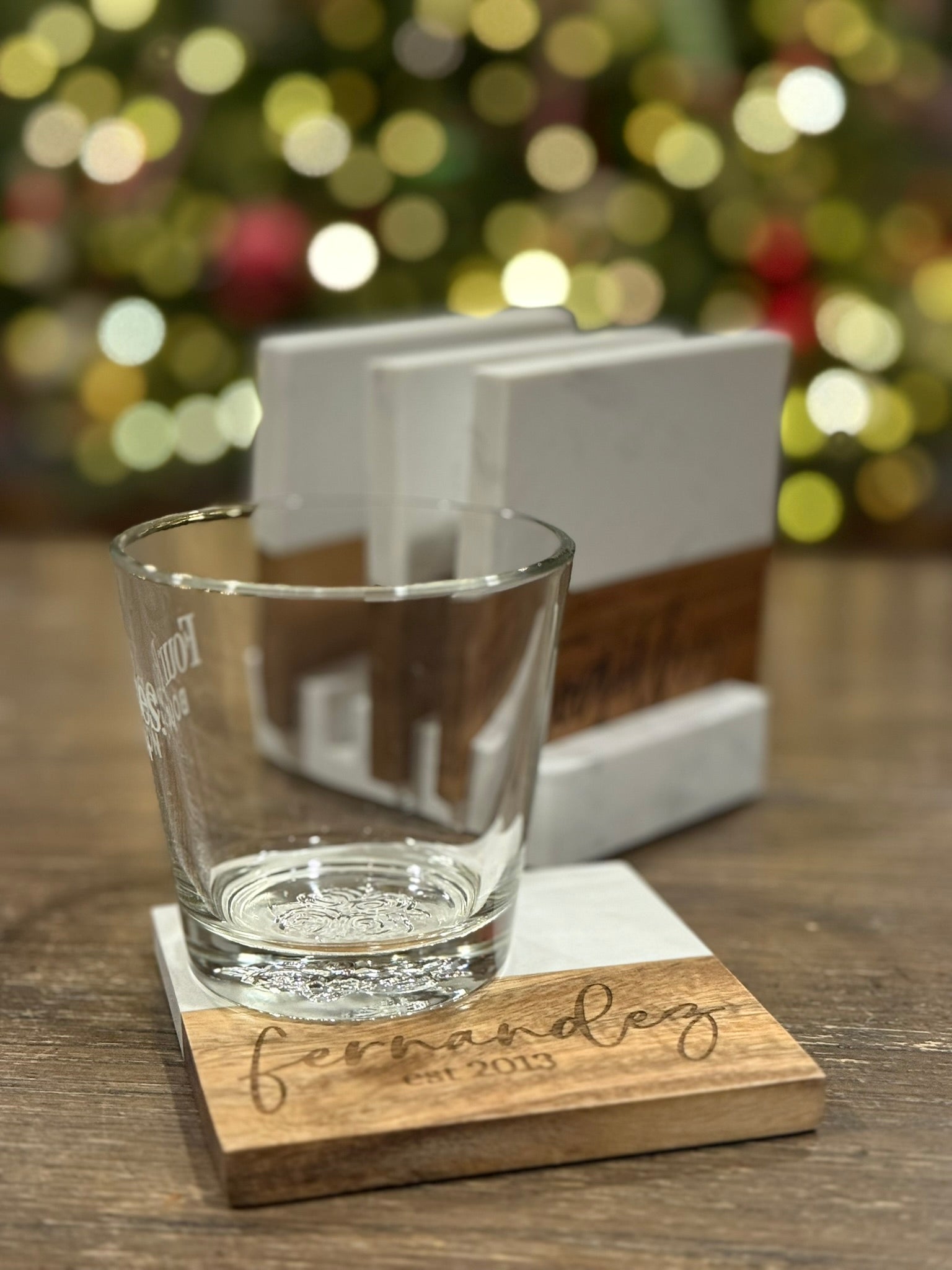 laser engraved personalized coaster set
