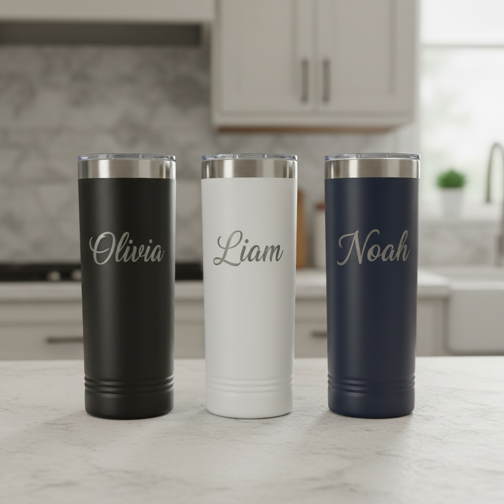 Polar Camel 22 oz. skinny tumblers in multiple powder-coated colors for corporate gifts